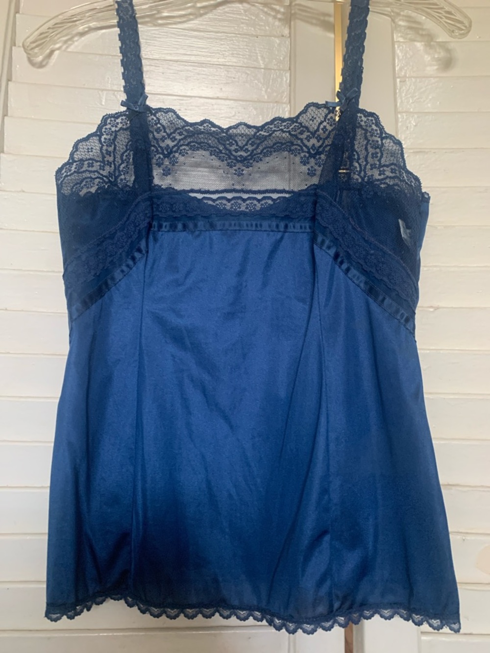 Vintage 80s Lingerie Blue Lace Camisole